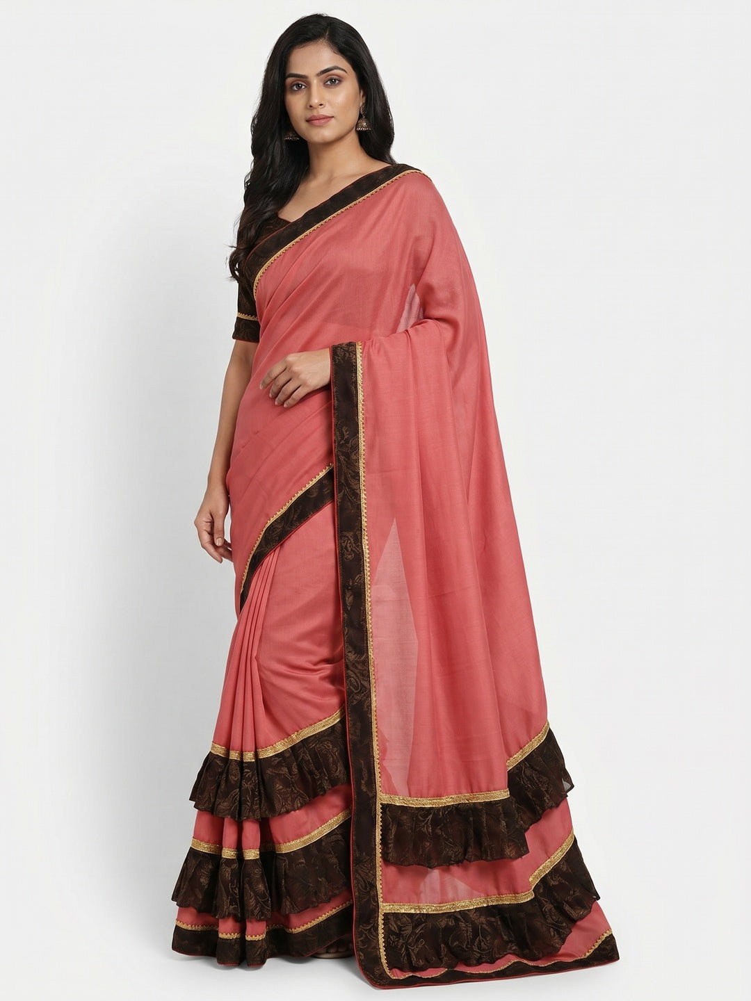 Pleasant Pastel Red Colored Party Wear Art Silk Saree - Image 1