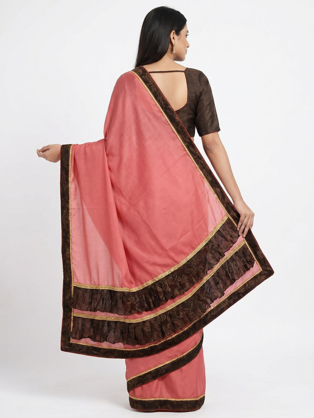 Pleasant Pastel Red Colored Party Wear Art Silk Saree - Image 3