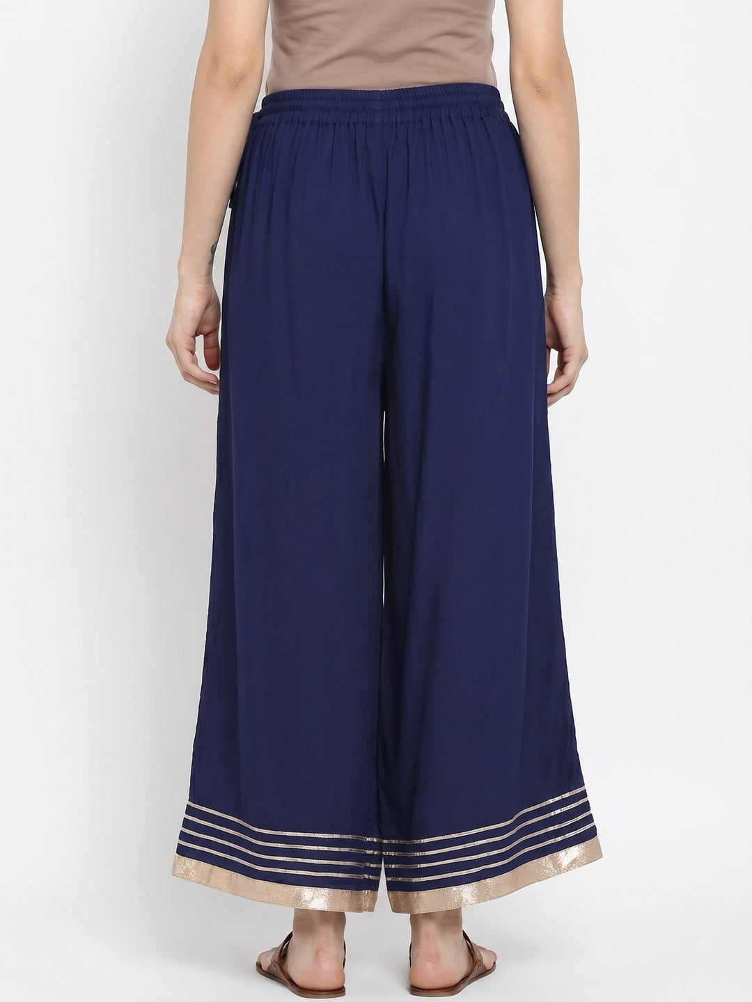 Elegant Navy Blue Colored Casual Rayon Palazzo - Image 1