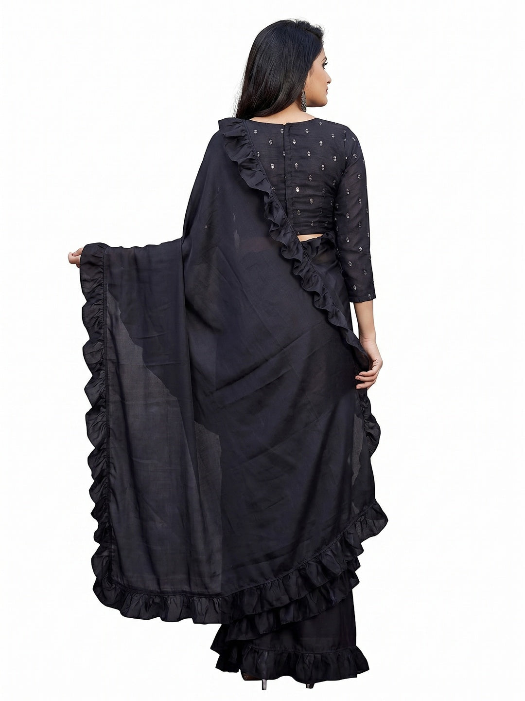 Opulent Black Colored Partywear Art Silk Saree - Image 2