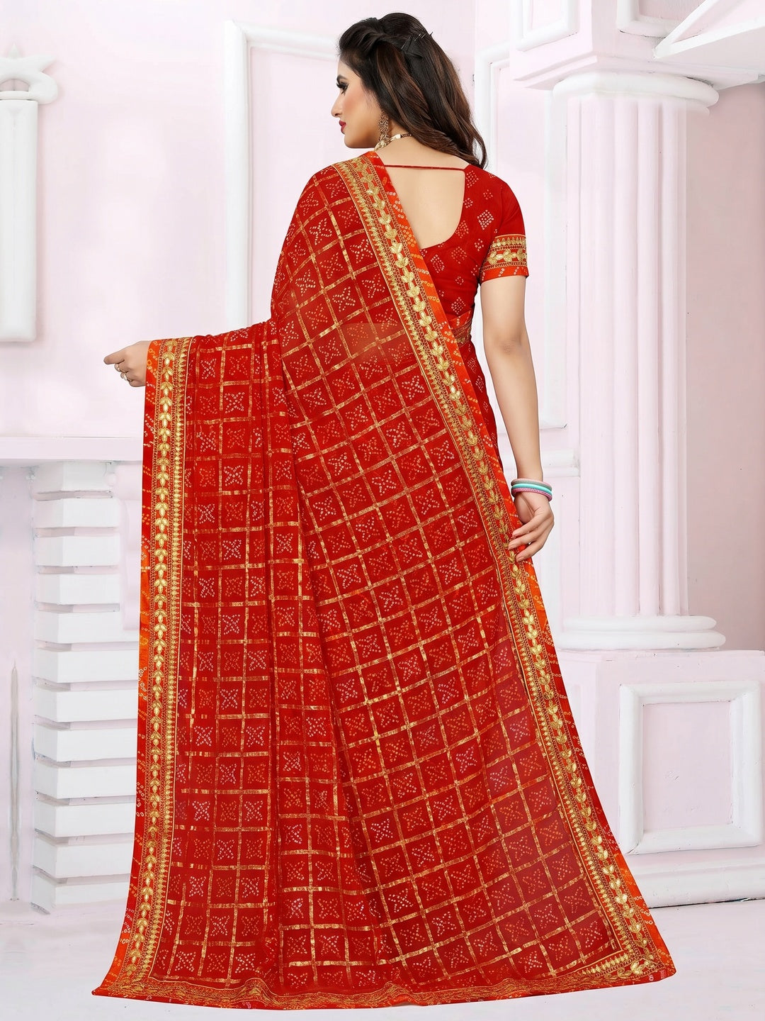 Glorious Maroon Coloured Casual Wear Printed Georgette Saree - Image 2