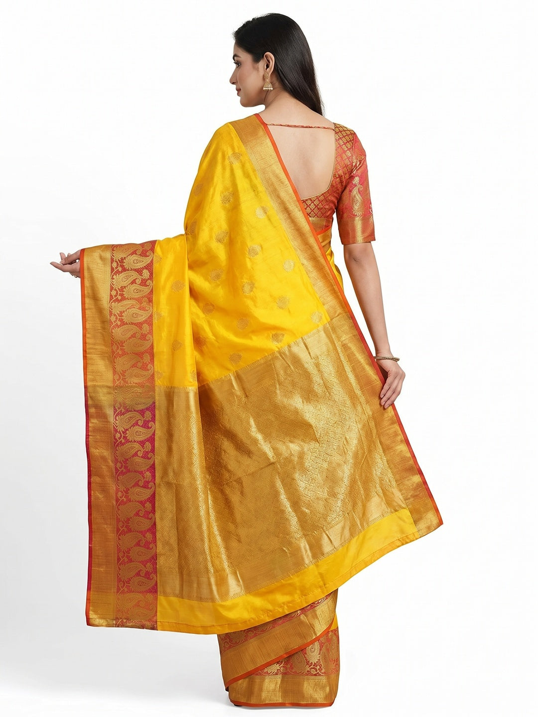 Impressive Yellow Colored Festive Wear Woven Silk Saree - Image 2