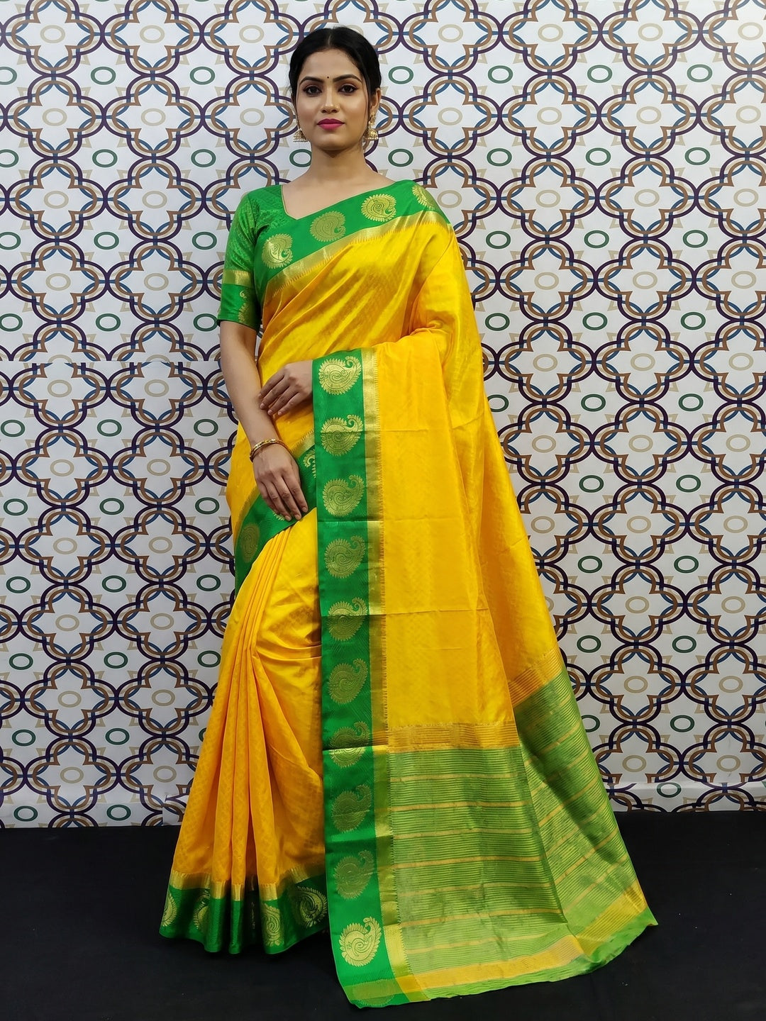 Glowing Yellow Coloured Festive Wear Woven Art Silk Saree - Image 1