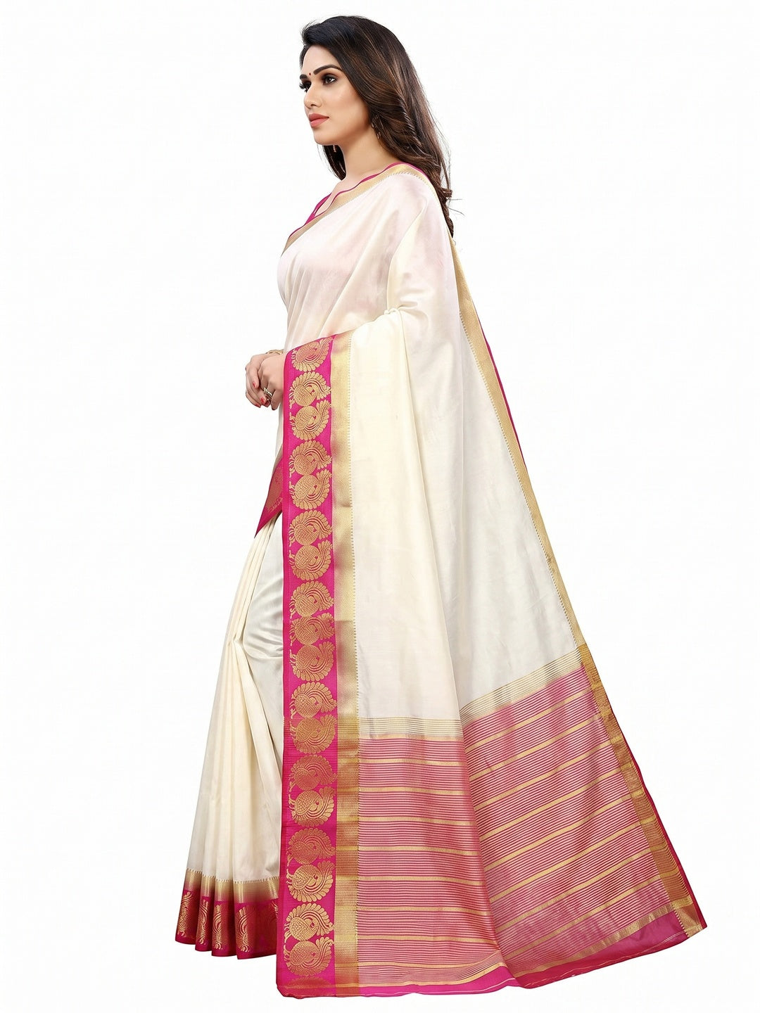 Energetic White Coloured Festive Wear Woven Art Silk Saree - Image 3