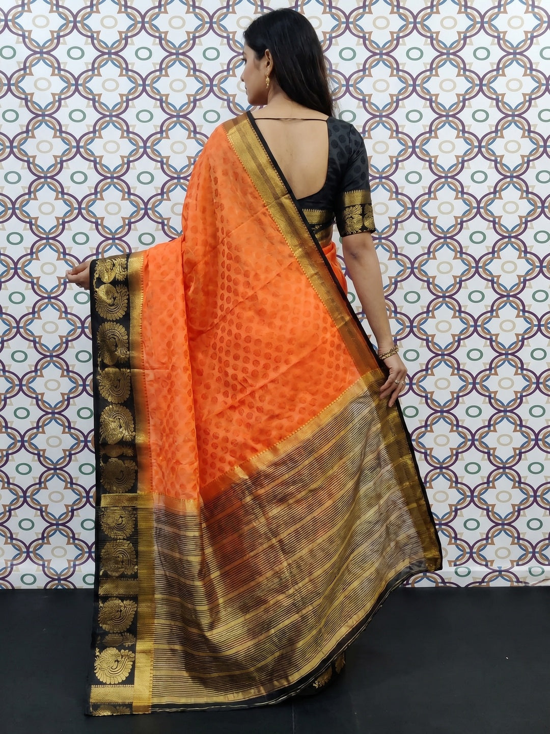 Unique Peach Coloured Festive Wear Woven Art Silk Saree - Image 2