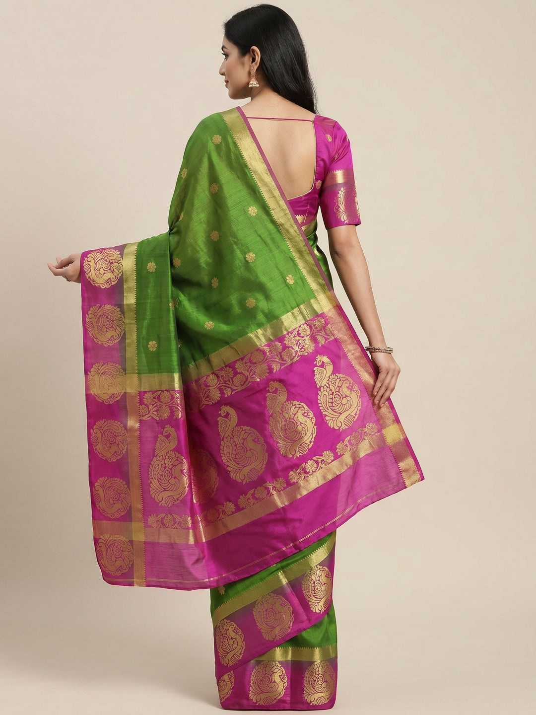 Ideal Green Colored Festive Wear Woven Art Silk Saree - Image 2
