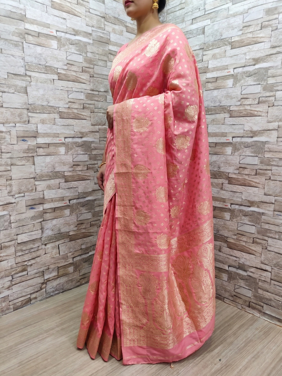 Baby Pink Festive Wear Woven Jacquard Silk Saree - Image 3