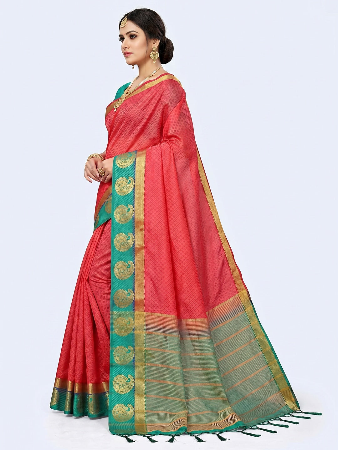 Red Festive Wear Woven Art Silk  Saree - Image 3