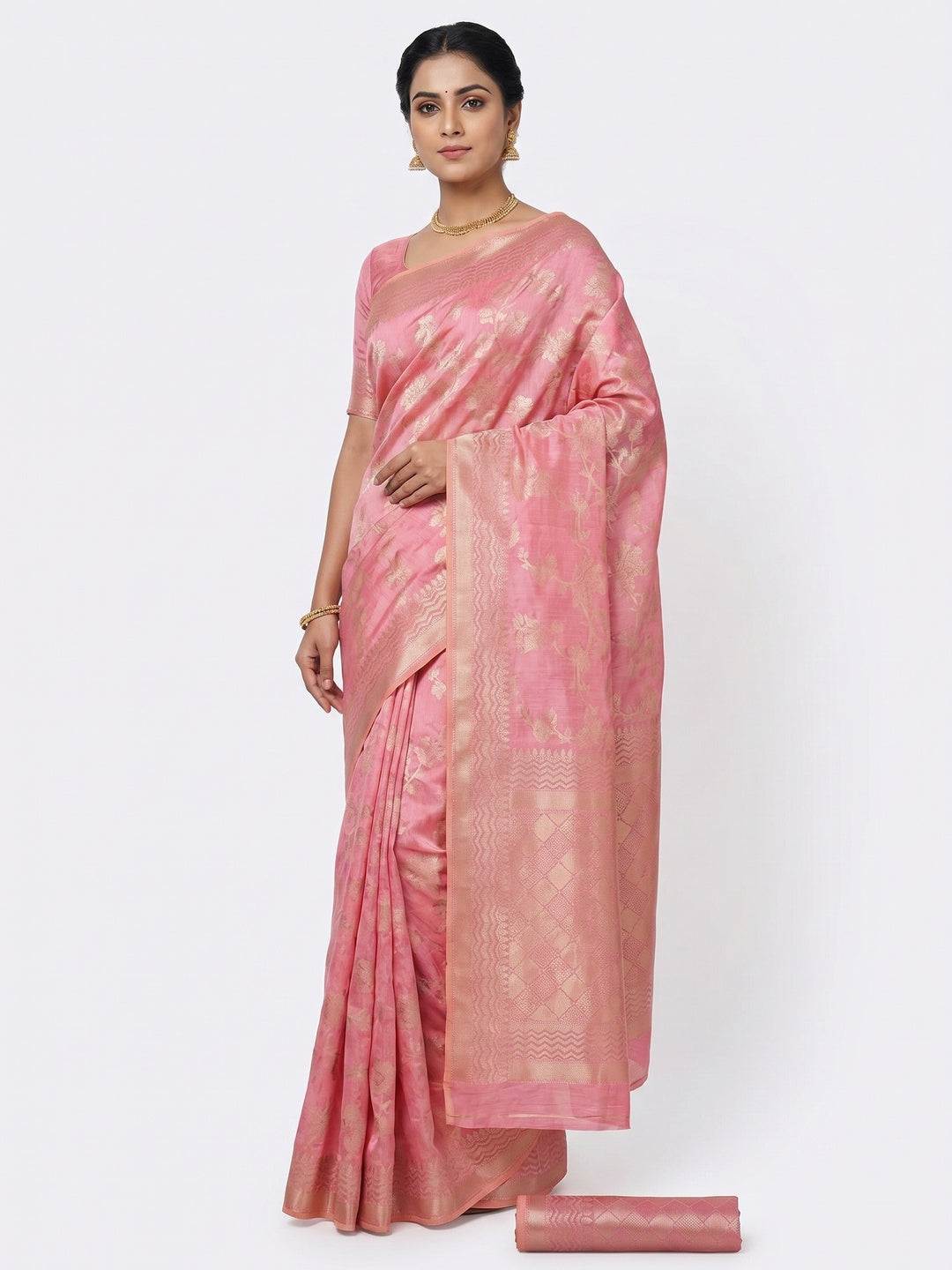 Pink Festive Wear Zari Woven Art Silk Saree - Image 1