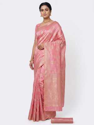 Pink Festive Wear Zari Woven Art Silk Saree - Image 1