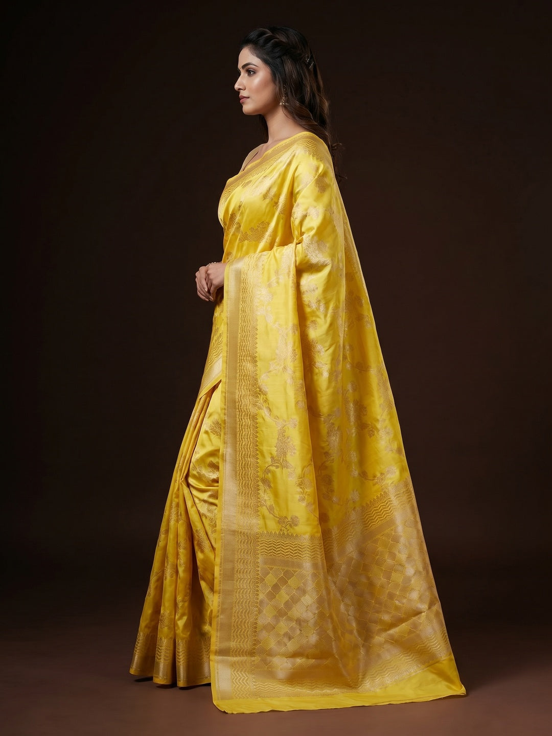 Yellow Festive Wear Zari Woven Art Silk Saree - Image 3