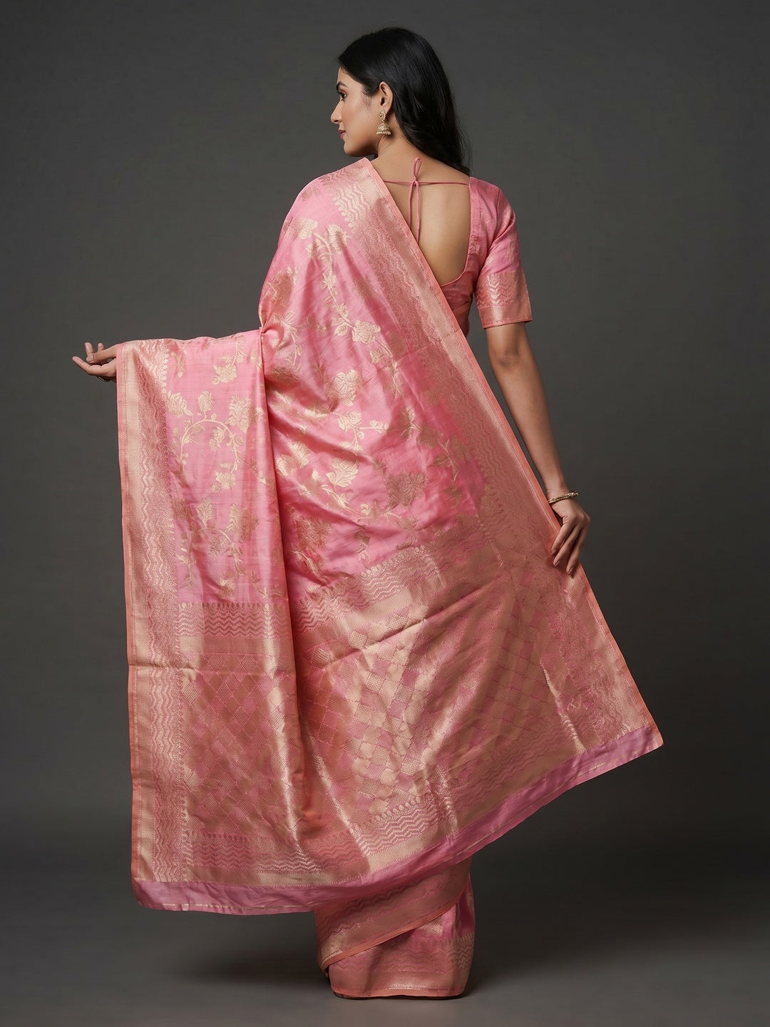 Pink Festive Wear Zari Woven Art Silk Saree - Image 2