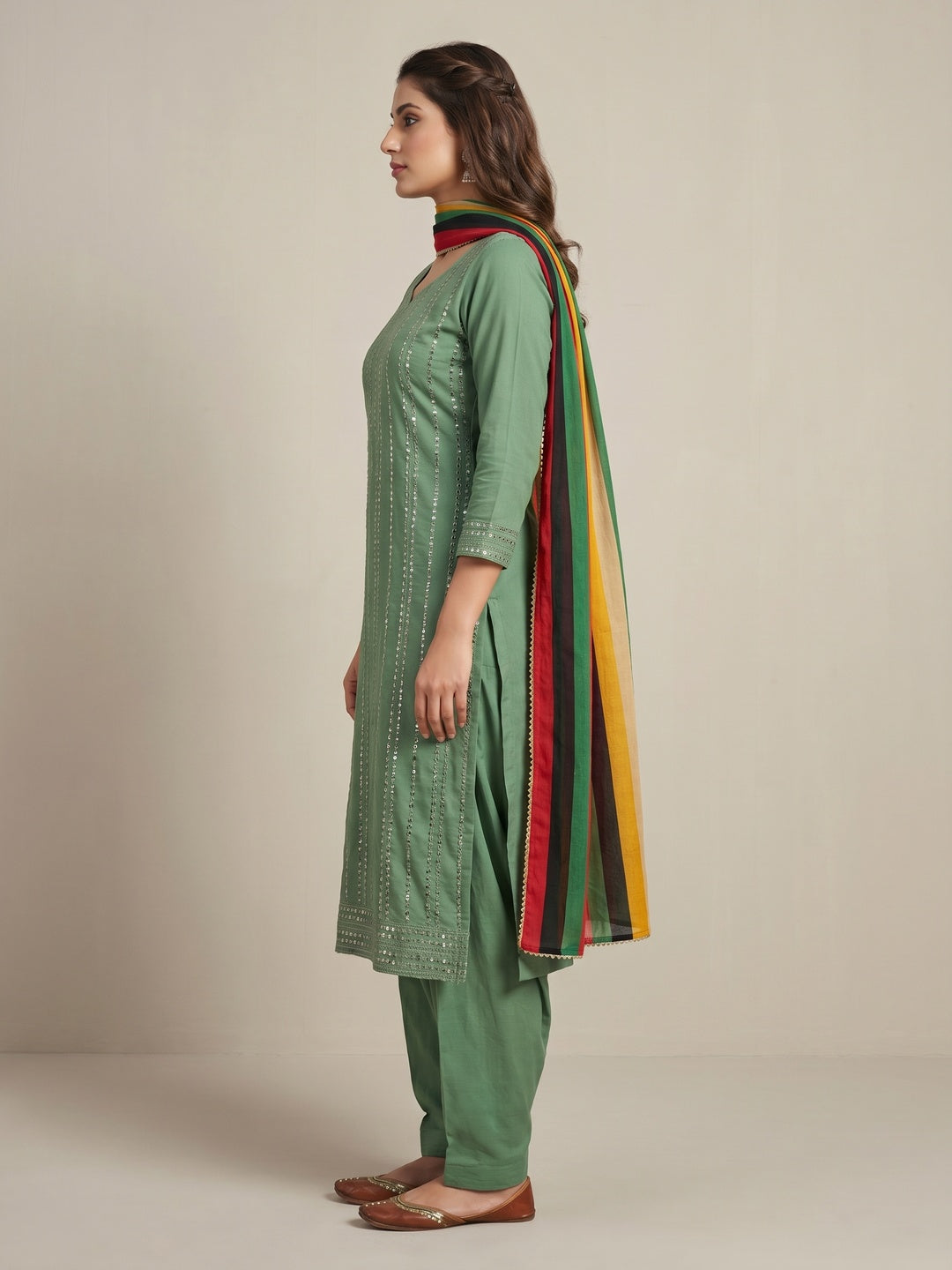 Liril Festive Wear Embellished Cotton Dress Material - Image 3