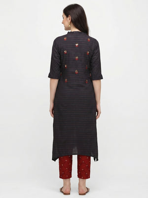 Black Sequins Embroidered Rayon Kurti - Image 2
