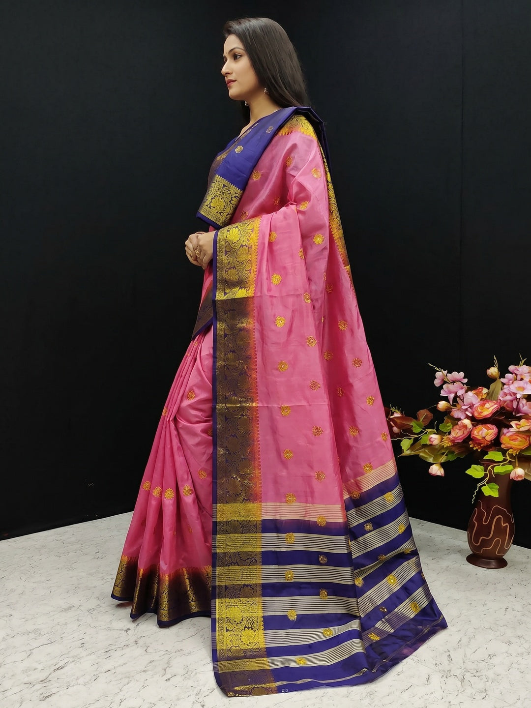 Pink Festive Wear Woven Cotton Silk Saree - Image 2