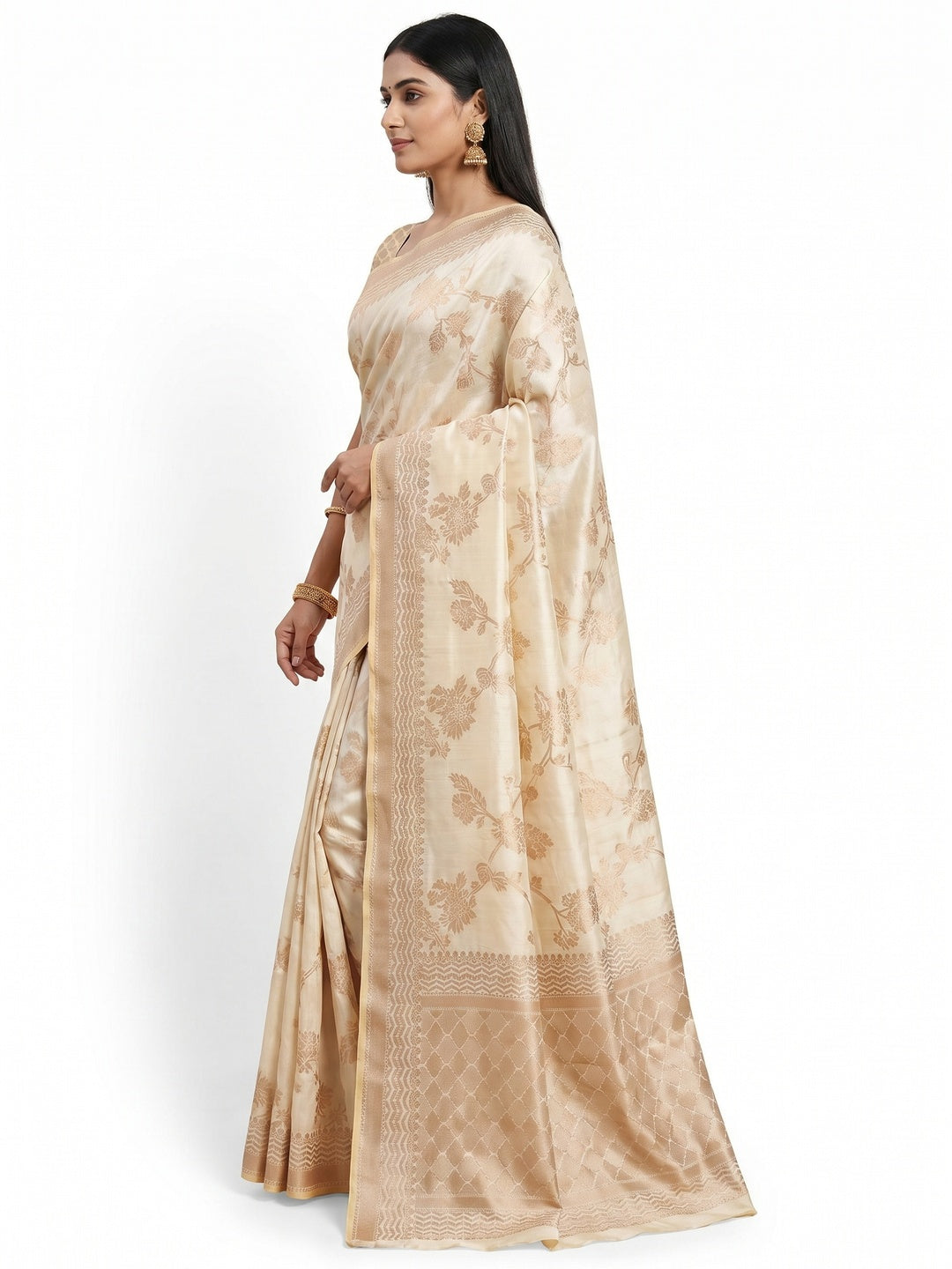 Cream Festive Wear Zari Woven Art Silk Saree - Image 2