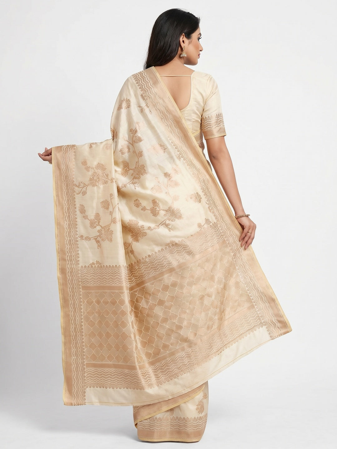Cream Festive Wear Zari Woven Art Silk Saree - Image 3