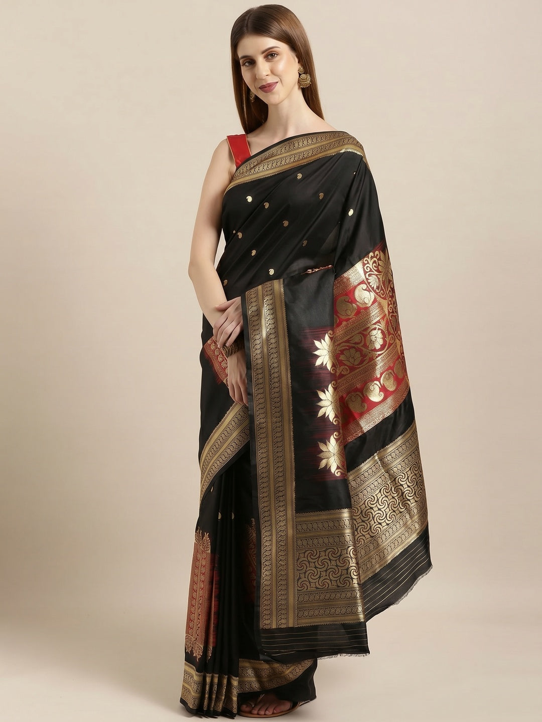 Black Festive Wear Woven Kanjivaram Silk Saree - Image 1