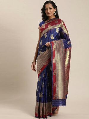 Blue Festive Wear Woven Kanjivaram Silk Saree - Image 1
