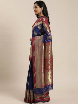 Blue Festive Wear Woven Kanjivaram Silk Saree - Image 2