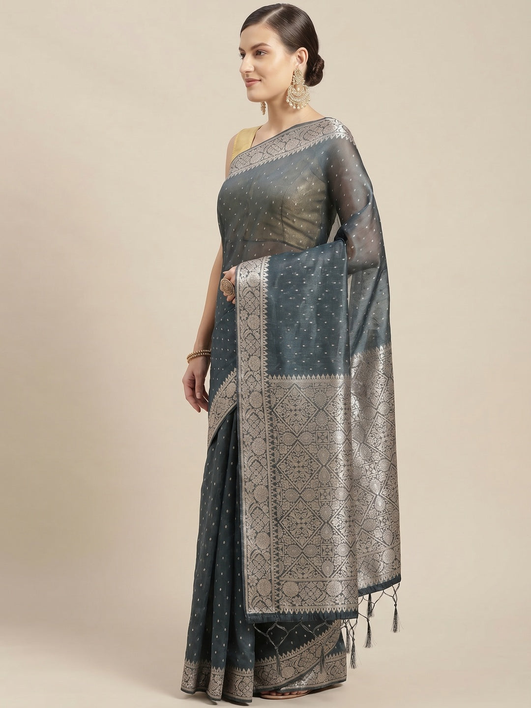 Black Festive Wear Weaving Banarasi Silk Saree - Image 2