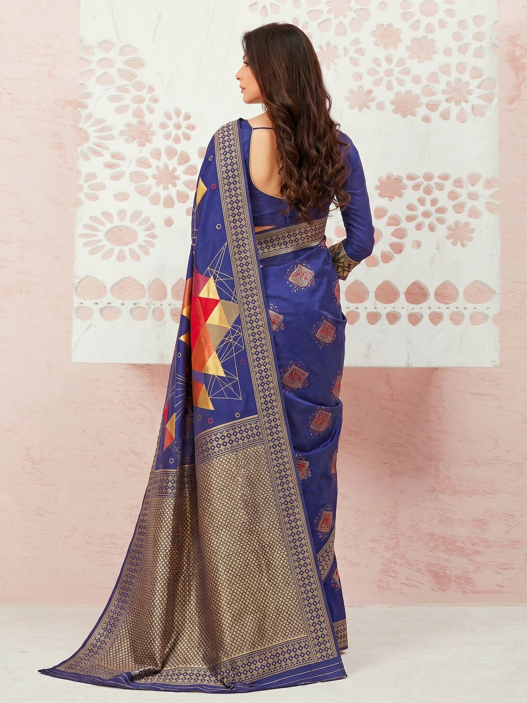 Glowing Blue Colored Festive Wear Woven Banarasi Silk Saree - Image 2