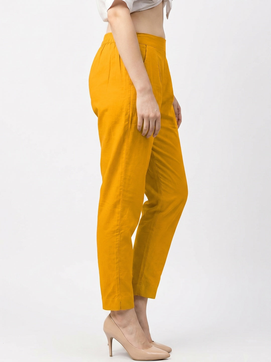 Pleasance Mustard Yellow Colored Casual Wear Cotton Pant - Image 1