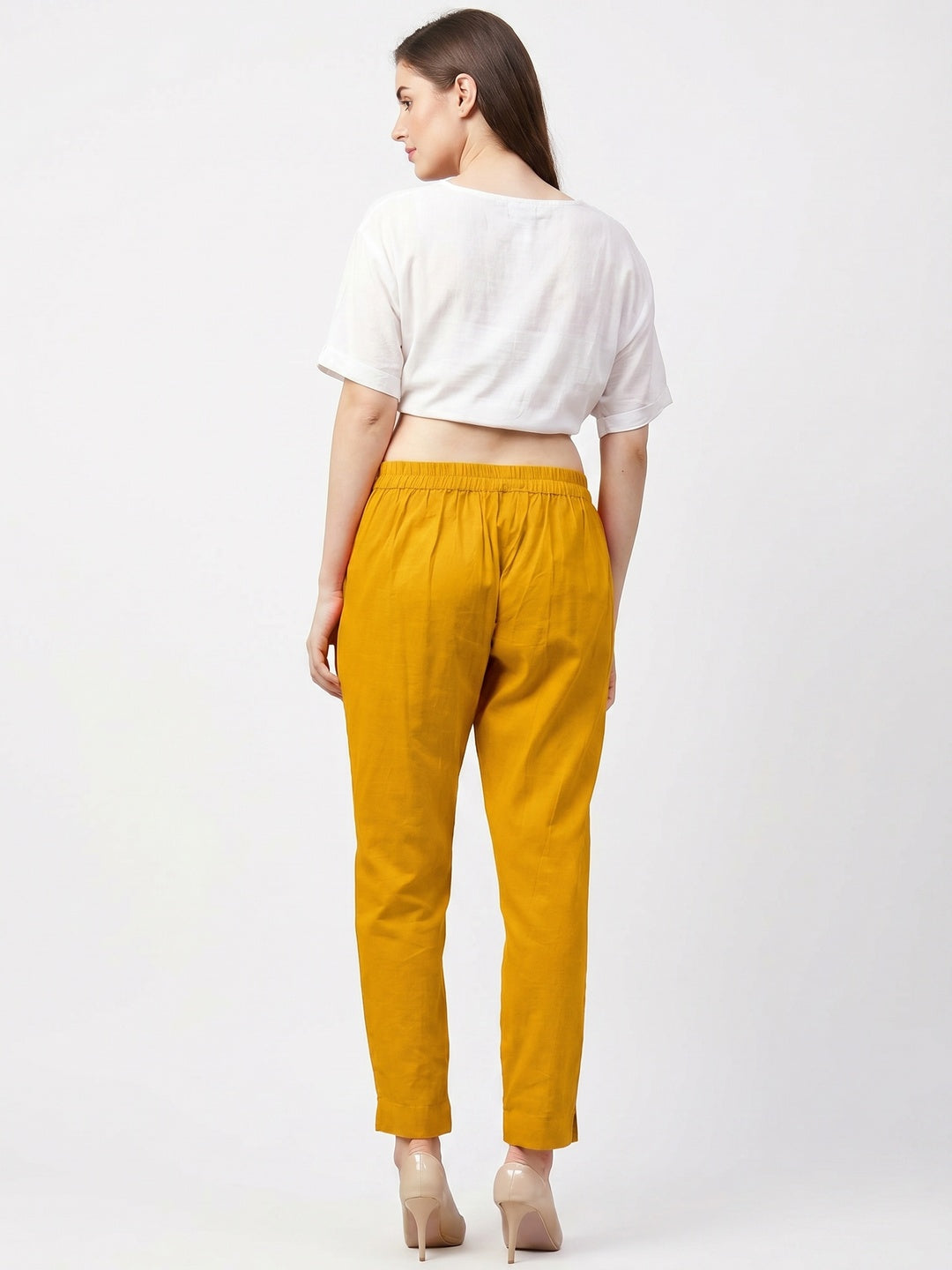 Pleasance Mustard Yellow Colored Casual Wear Cotton Pant - Image 2