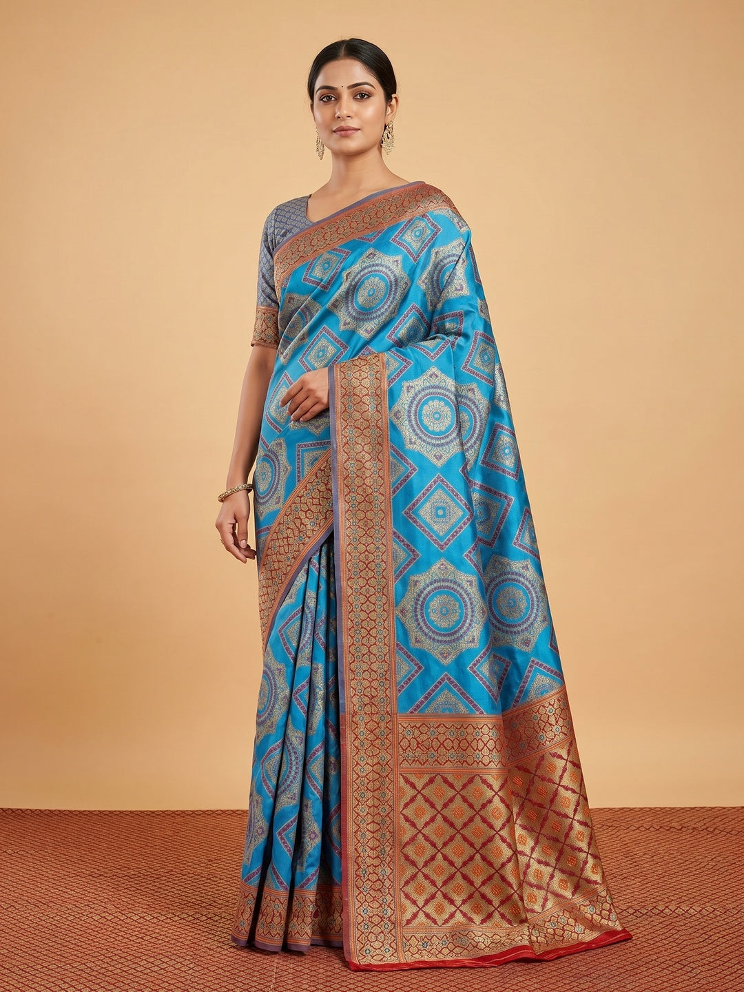 Exclusive Sky Blue Colored Festive Wear Woven Patola Silk Saree - Image 1
