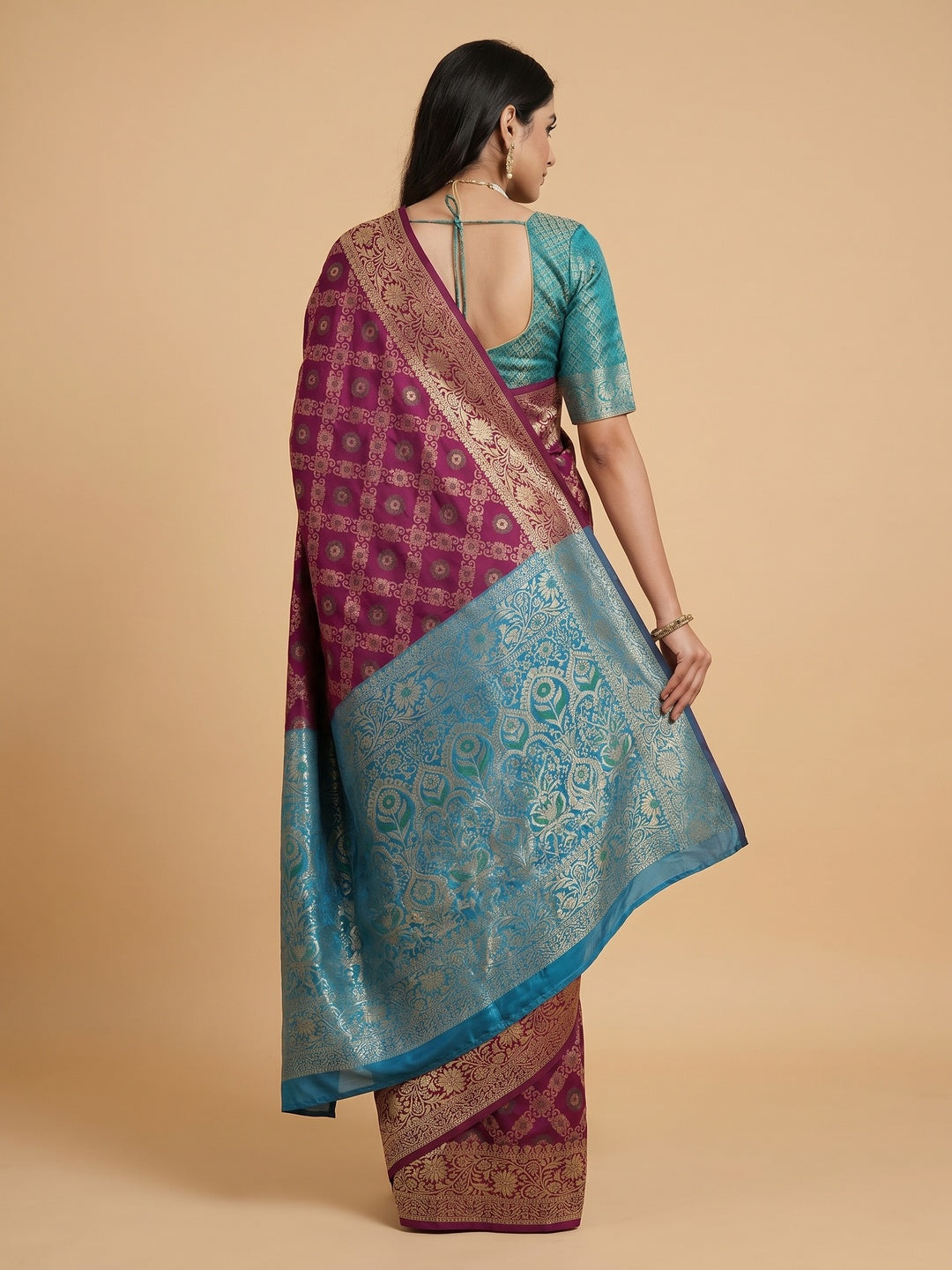 Wine Festive Wear Woven Silk Saree With Patola Rich Pallu - Image 1