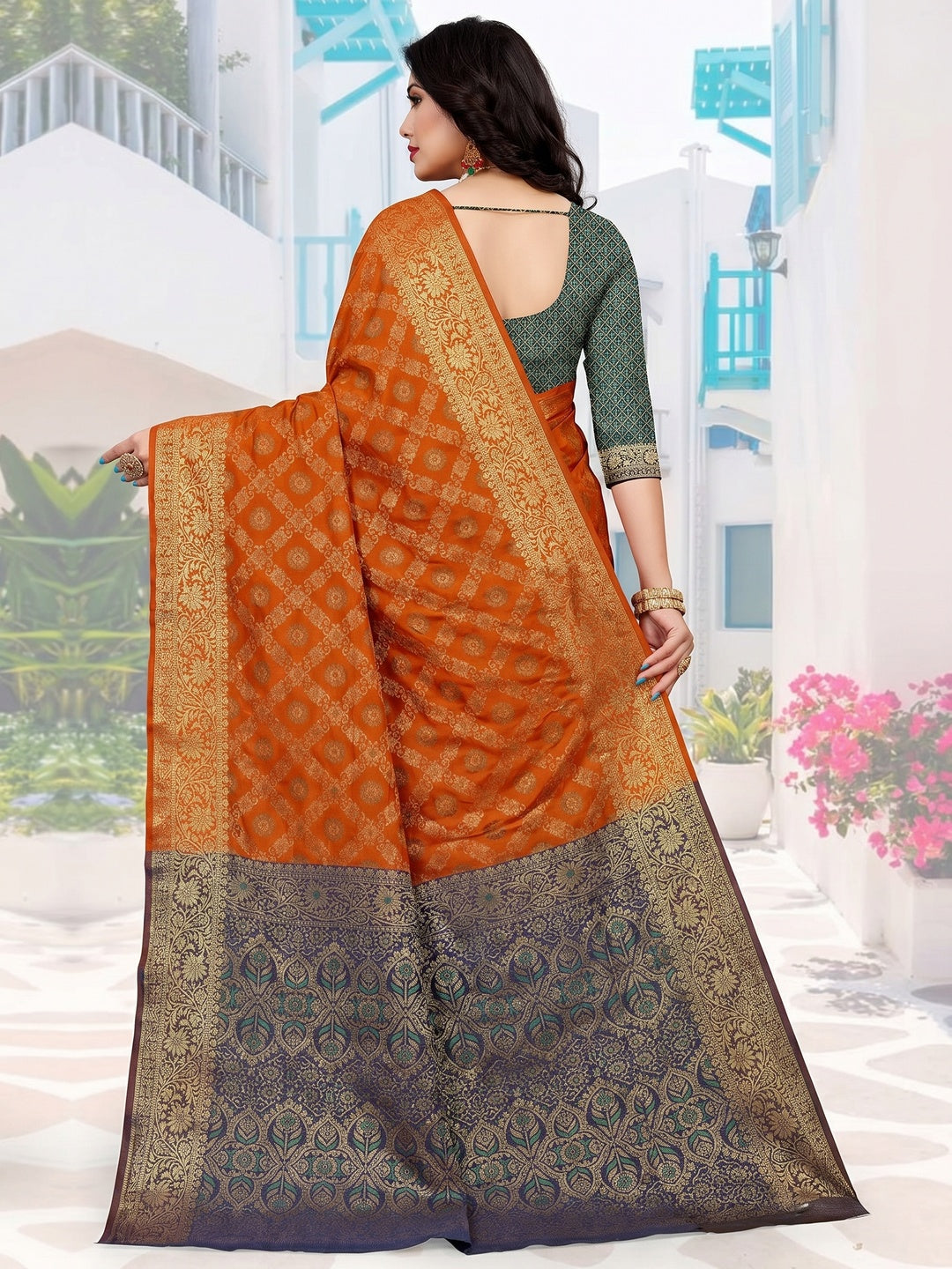 Orange Festive Wear Woven Silk Saree With Patola Rich Pallu - Image 1