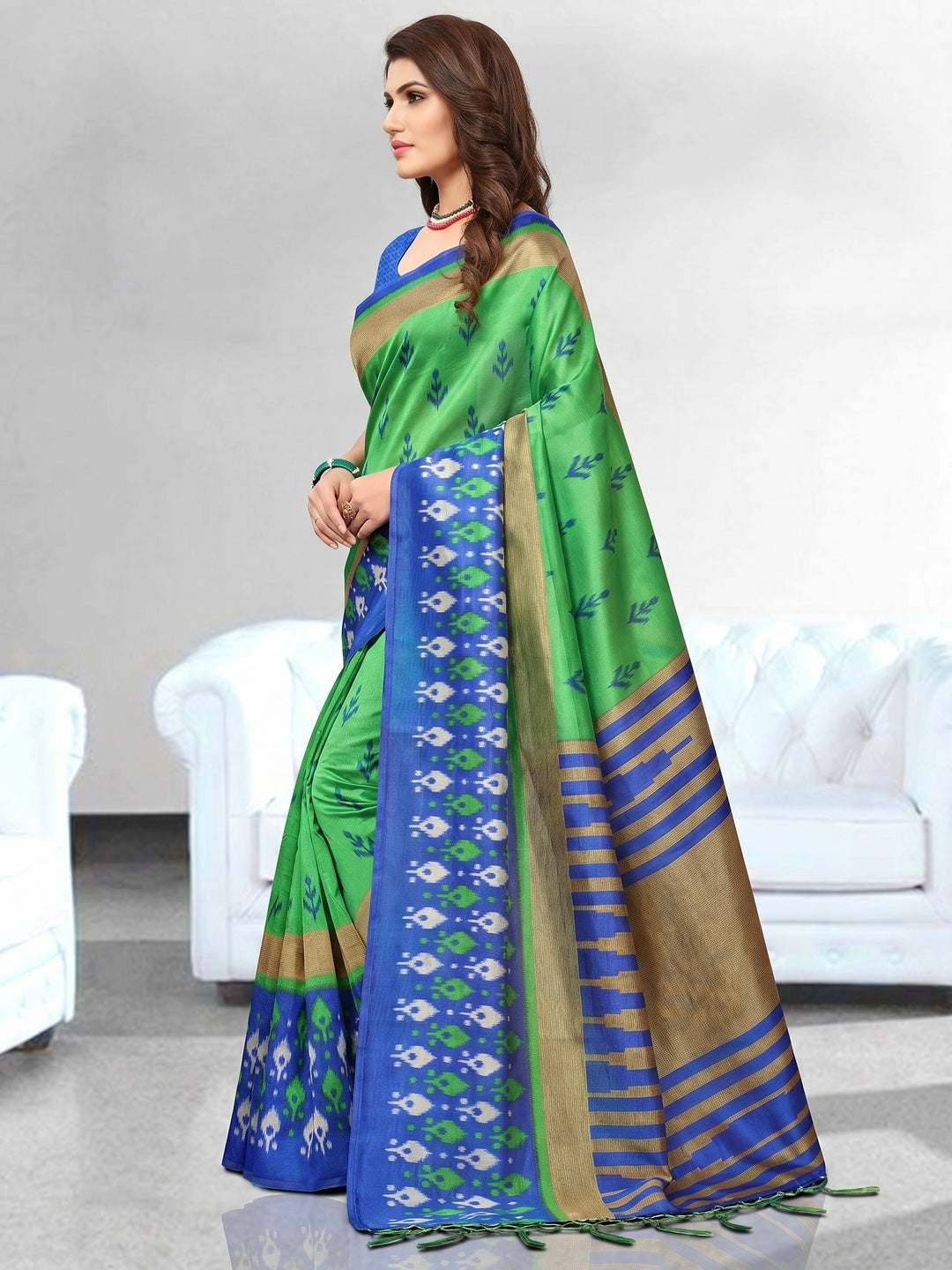 Refreshing Green Colored Festive Wear Art Silk Saree - Image 1