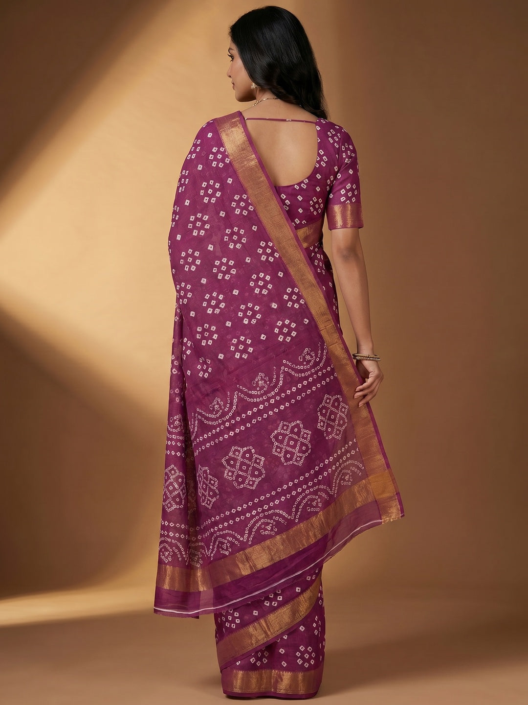 Purple Casual Printed Linen Saree - Image 2
