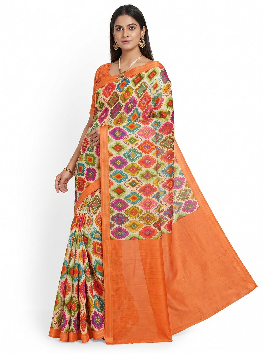 Multicolour Casual Wear Printed Cotton Silk Saree - Image 1