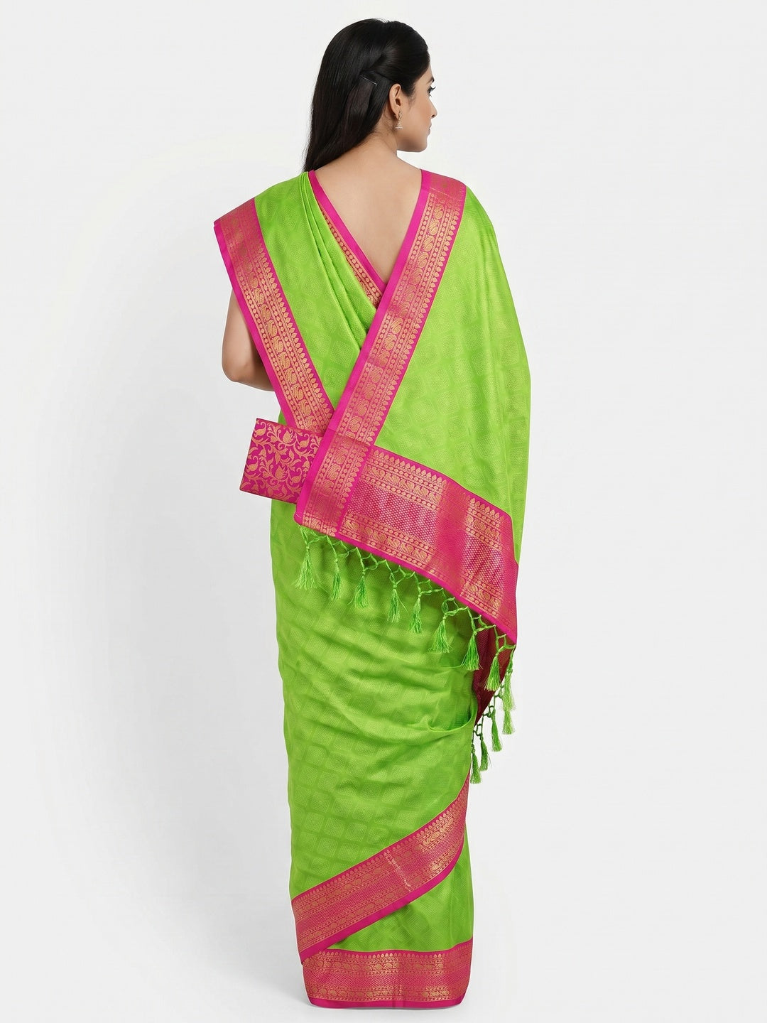 Green Printed Cotton Silk Saree - Image 2
