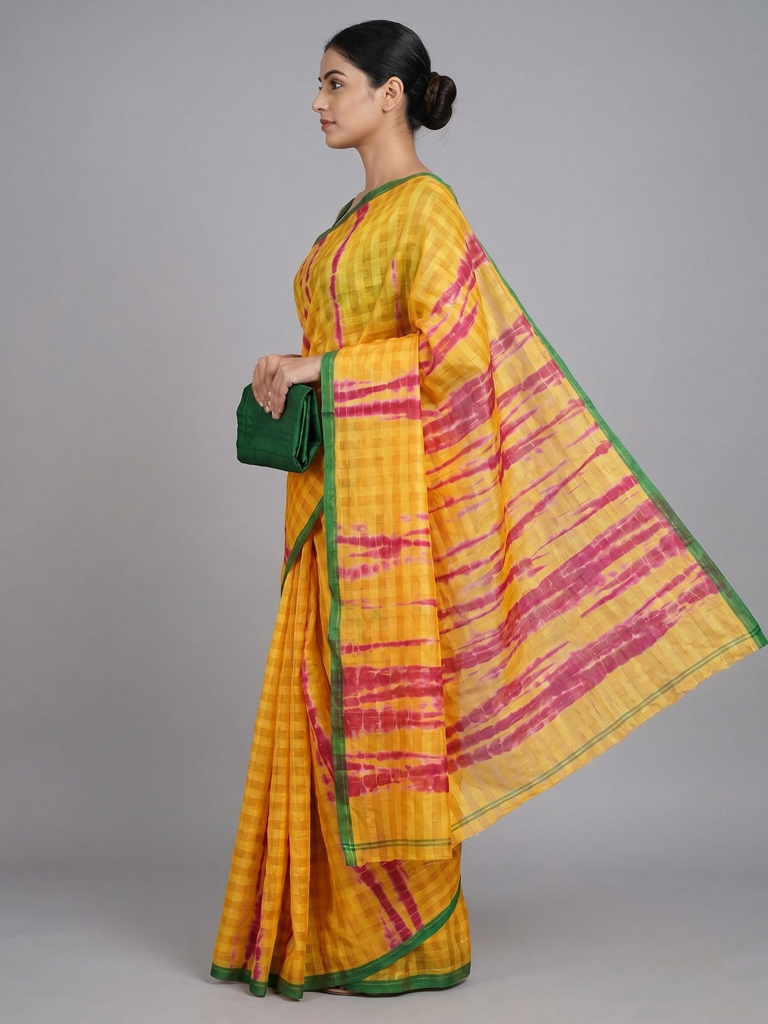 Yellow Casual Wear Printed Cotton Silk Saree - Image 7