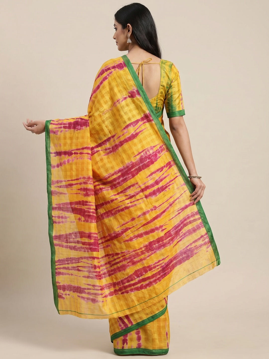 Yellow Casual Wear Printed Cotton Silk Saree - Image 8