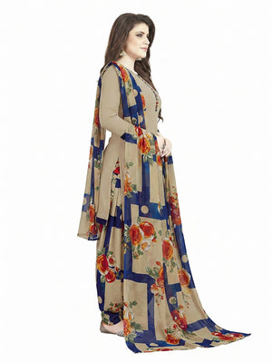Green And Beige Printed Crepe Patiala Dress Material Pack of 2 - Image 1