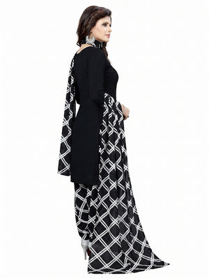 Black & Beige Casual Wear Printed Crepe Patiala Dress Material - Pack Of 2 - Image 1