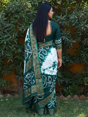 Morpich Festive Wear Bandhani Printed Art Silk Saree - Image 1