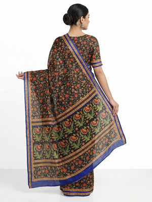 Green Floral Printed Pure Cotton Saree - Image 2