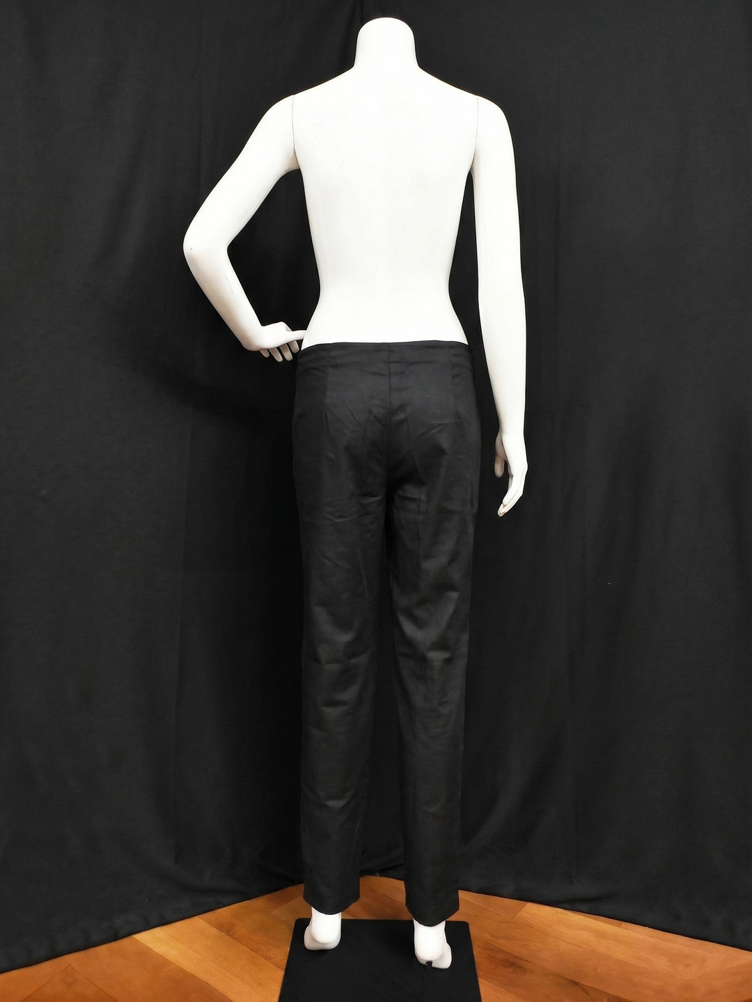 Black Solid Pure Cotton Pant - Image 3