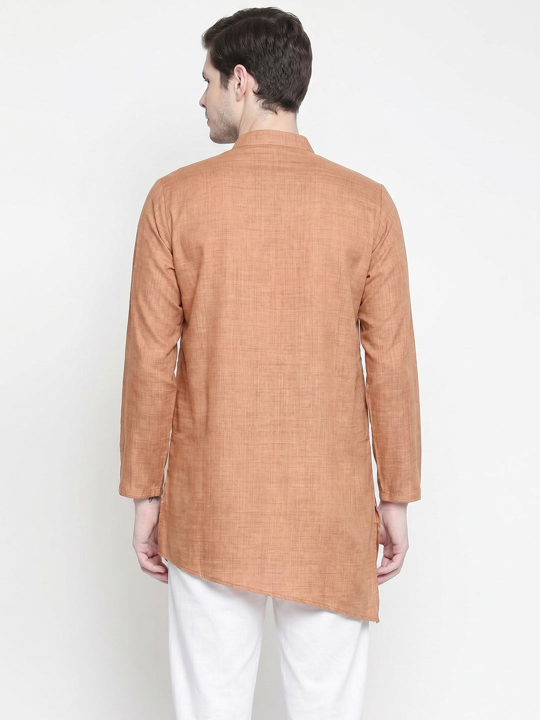 Beige Festive Wear Cotton Short Kurta - Image 1