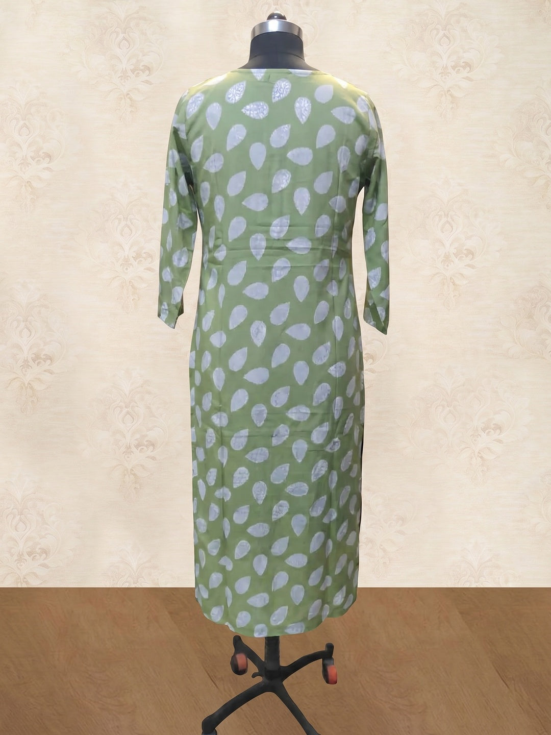 Green Floral Printed Rayon Kurti - Image 1