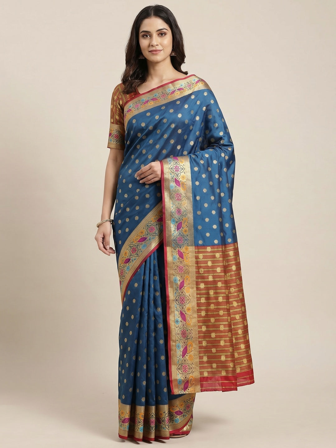 Blue Woven Art Silk Saree - Image 2