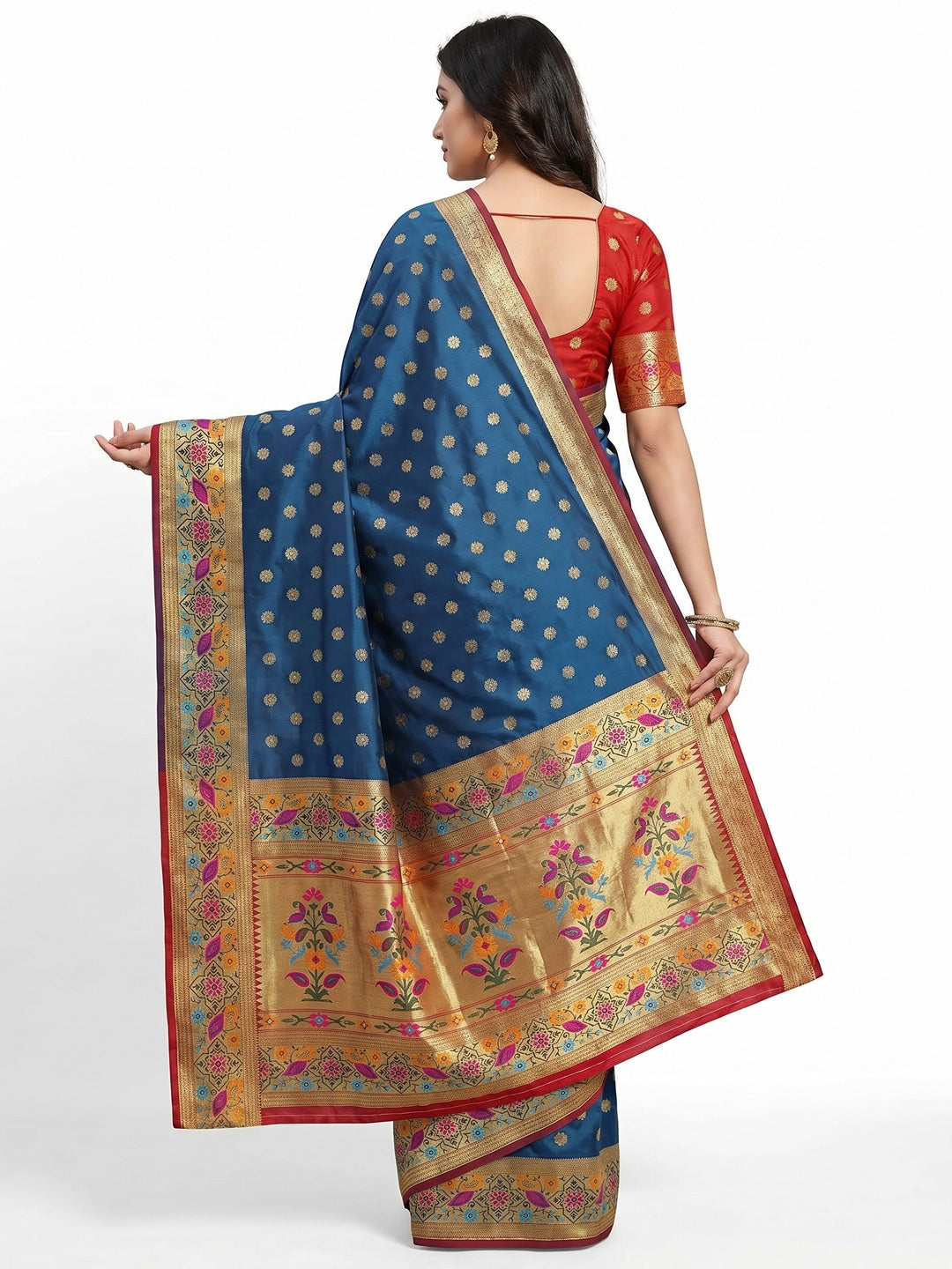 Blue Woven Art Silk Saree - Image 3