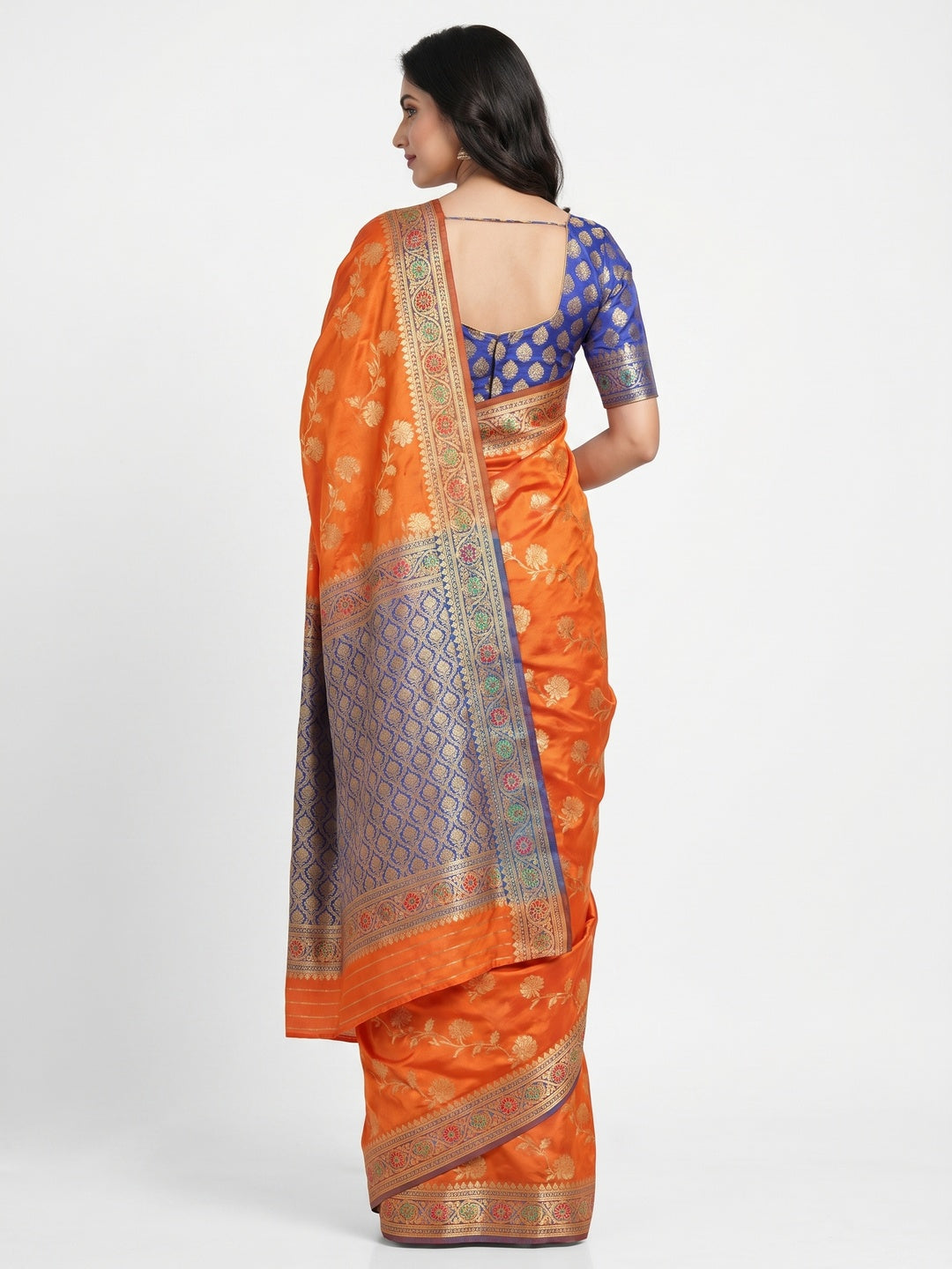 Orange Woven Art Silk Saree - Image 2