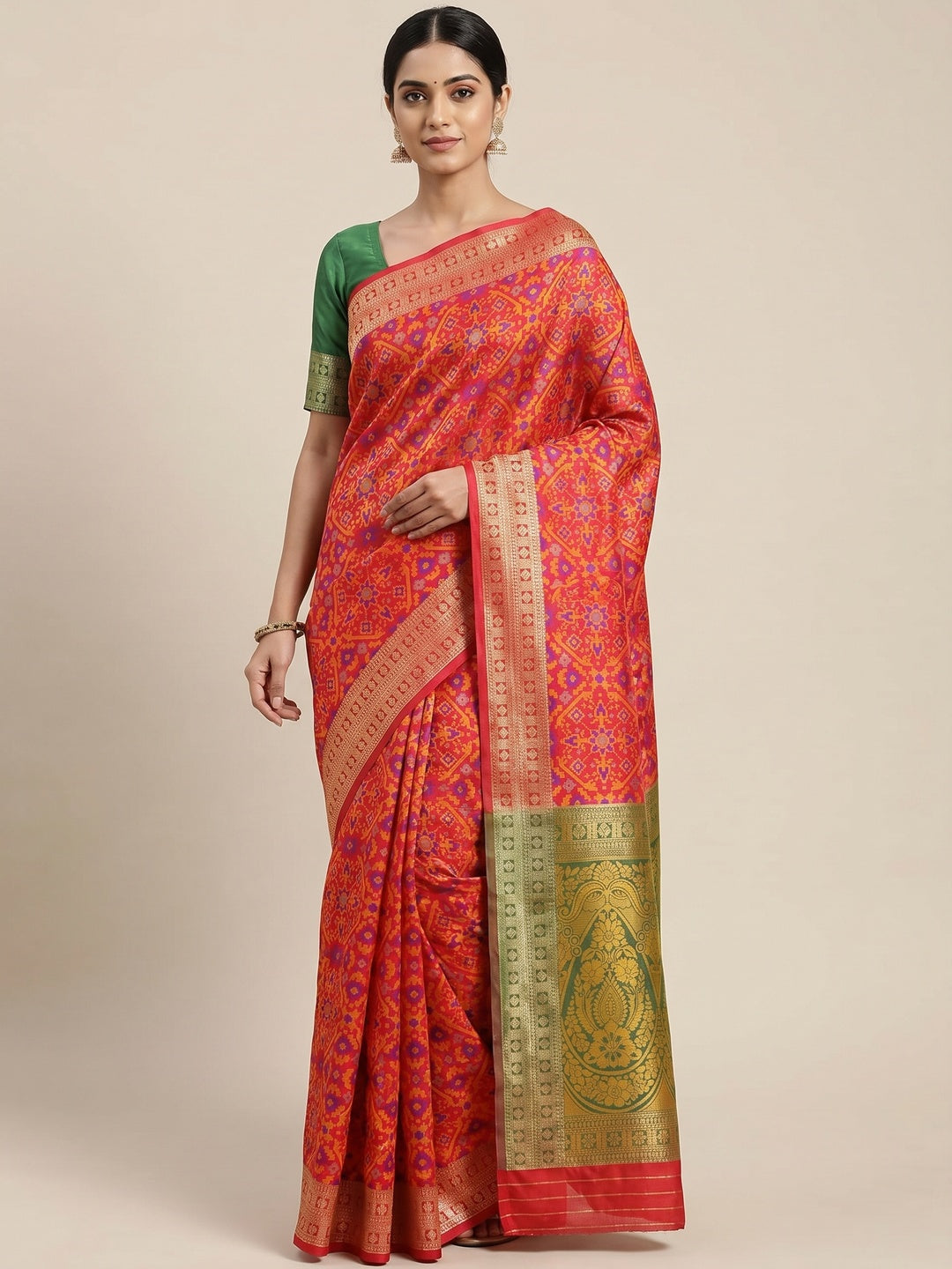 Red Woven Art Silk Saree - Image 1