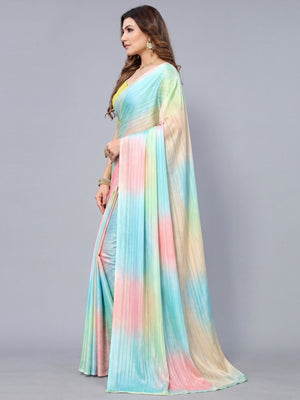 Multicolour Abtsract Printed Chiffon Saree - Image 1