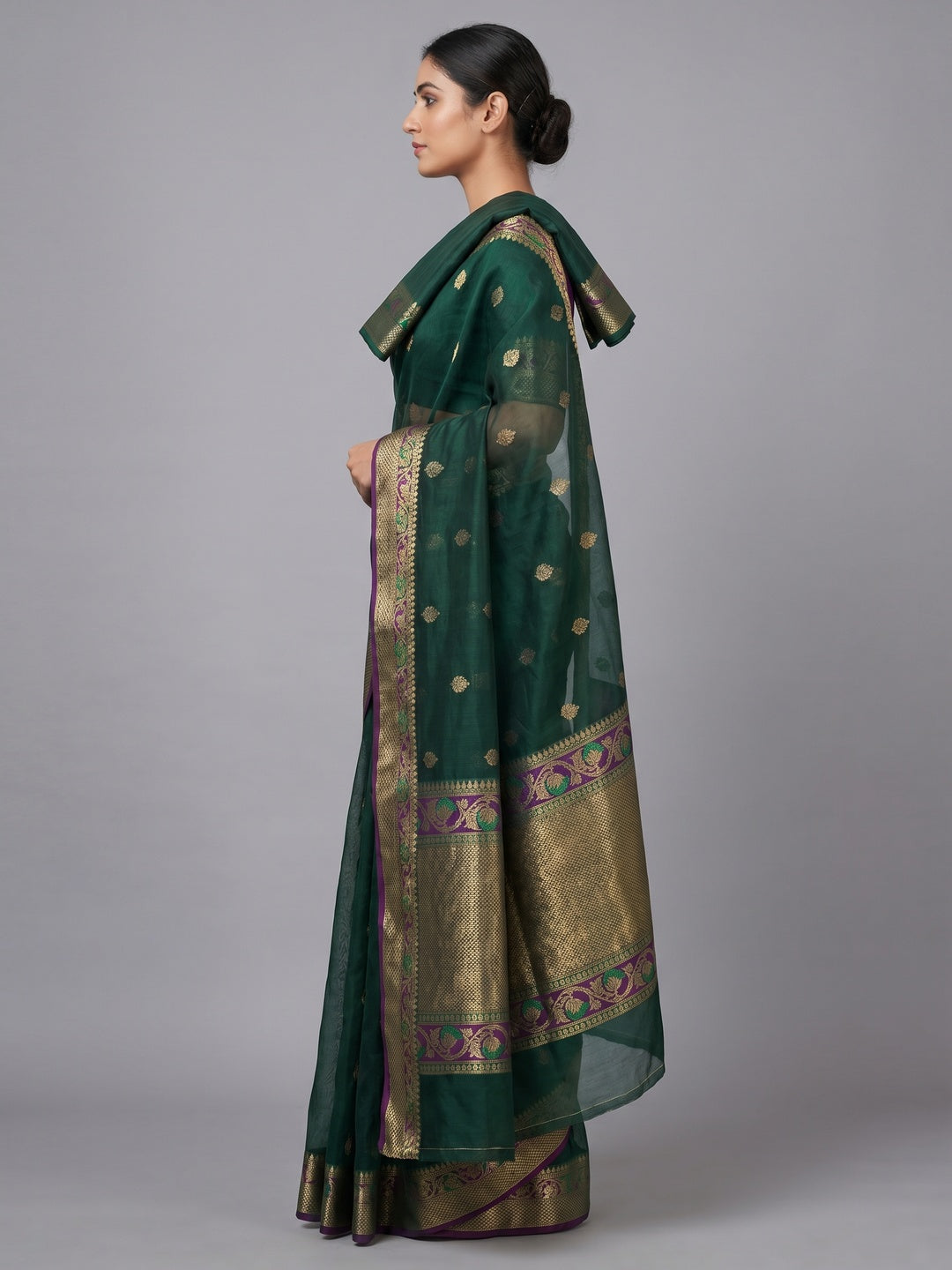 Morpich Woven Organza Saree - Image 3